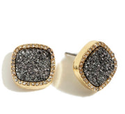 Square Shaped Druzy Stud Earrings