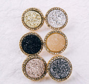 Druzy Disc Stud Earrings