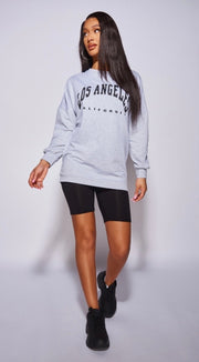 Grey LA Slogan Oversized Sweatshirt