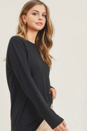 Black Long Sleeve Racerback Top