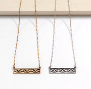 Aztec Etched Bar Focal Necklace