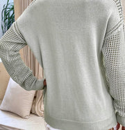 Plain V Neck Hollow Out Sleeves Sweaters