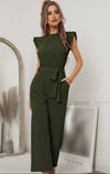 Mock Neck Sleeveless Ruffle Jumpsuit