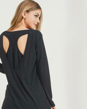 Black Long Sleeve Racerback Top