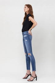 DISTTRESSED MID RISE ANKLE SKINNY