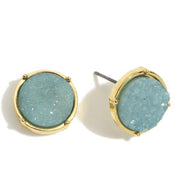 Round Druzy Stud Earrings