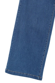 Flared high waist pin-tuck jeans