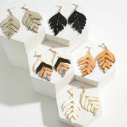 Wooden Leaf Earrings