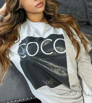 Grey Slogan Print Oversized Sweatshirt