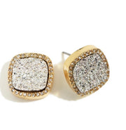 Square Shaped Druzy Stud Earrings