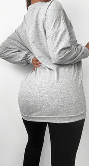 Grey LA Slogan Oversized Sweatshirt