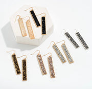 Rectangle Rock Crystal Drop Earrings