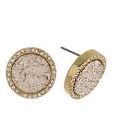 Druzy Disc Stud Earrings