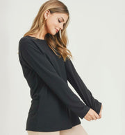 Black Long Sleeve Racerback Top