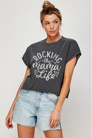 ROCKING THE MAMA LIFE  VINTAGE GRAPHIC TEE