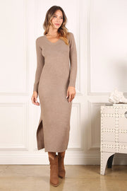 V-neck sweater maxi dress