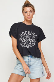 ROCKING THE MAMA LIFE  VINTAGE GRAPHIC TEE